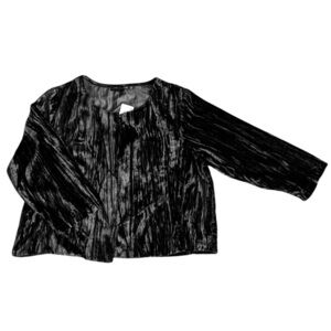 Chris McLaughlin Cardigan Womens M Black Crushed Velvet 3/4 Sleeve Holiday NWT
